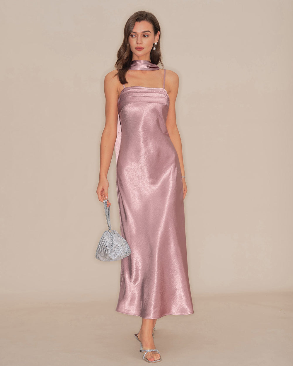 Pink Slip Mermaid Satin Maxi Dress | Rihoas