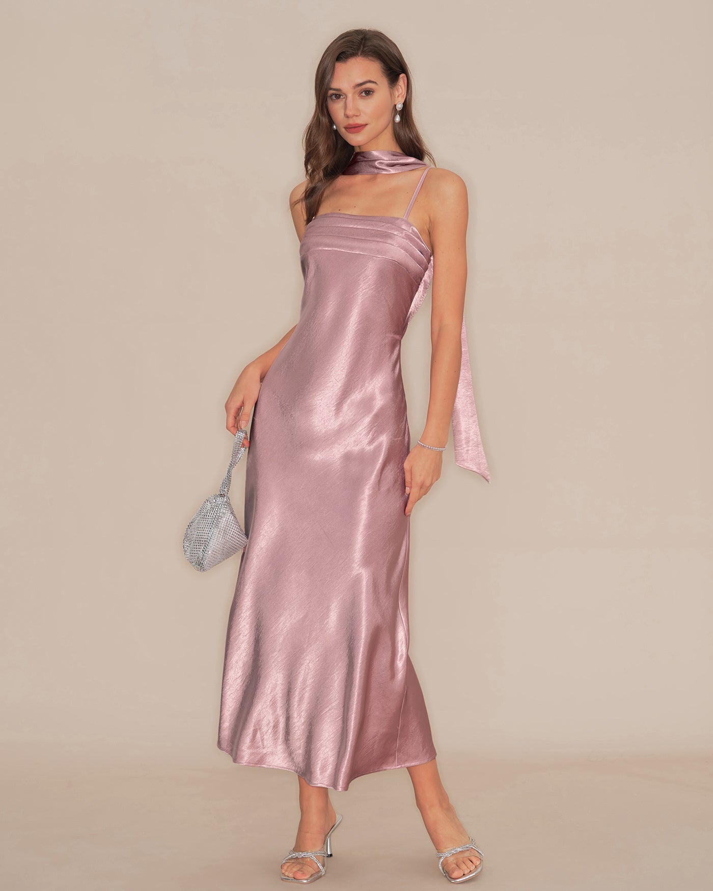 Pink Slip Mermaid Satin Maxi Dress | Rihoas