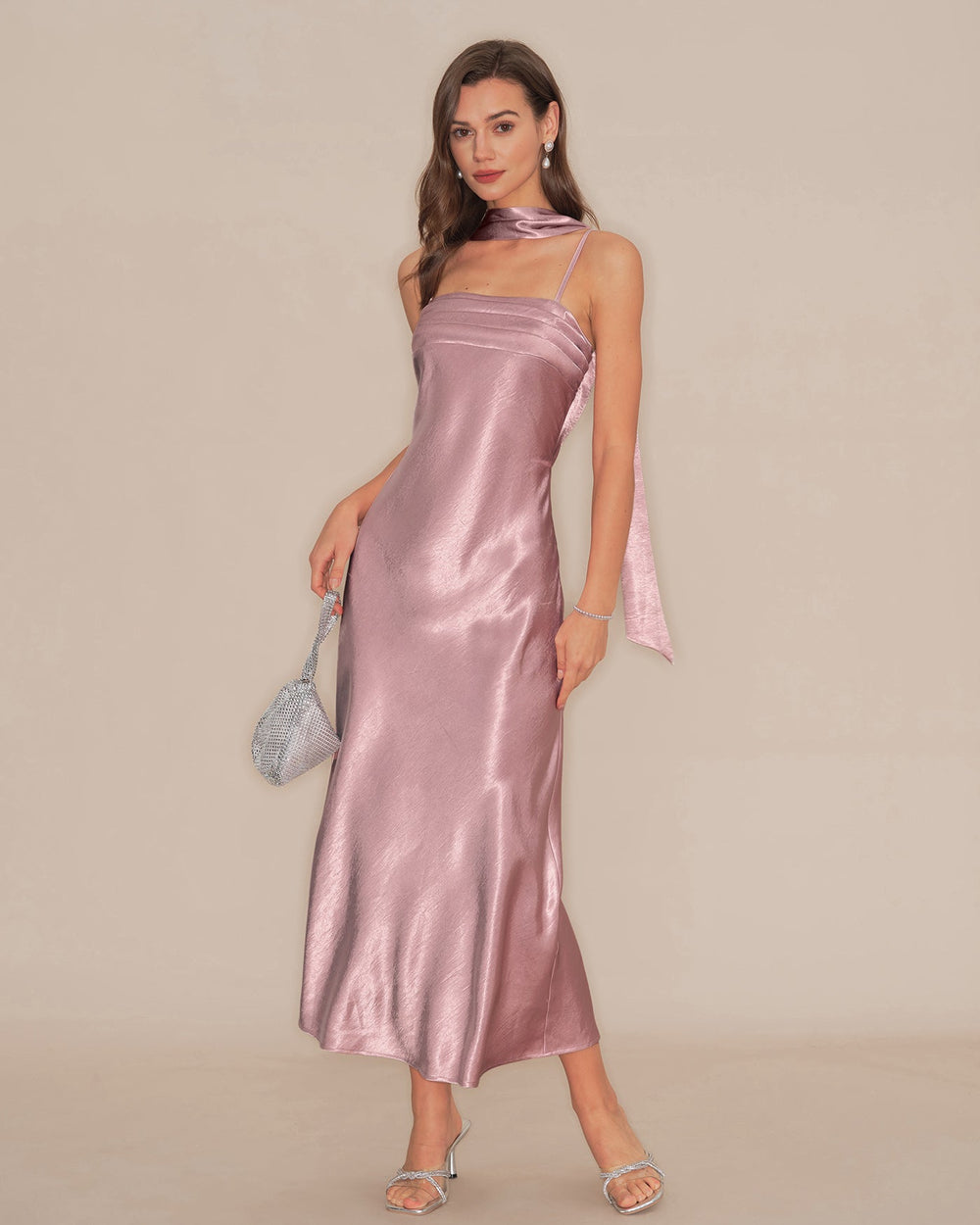 Pink Slip Mermaid Satin Maxi Dress | Rihoas