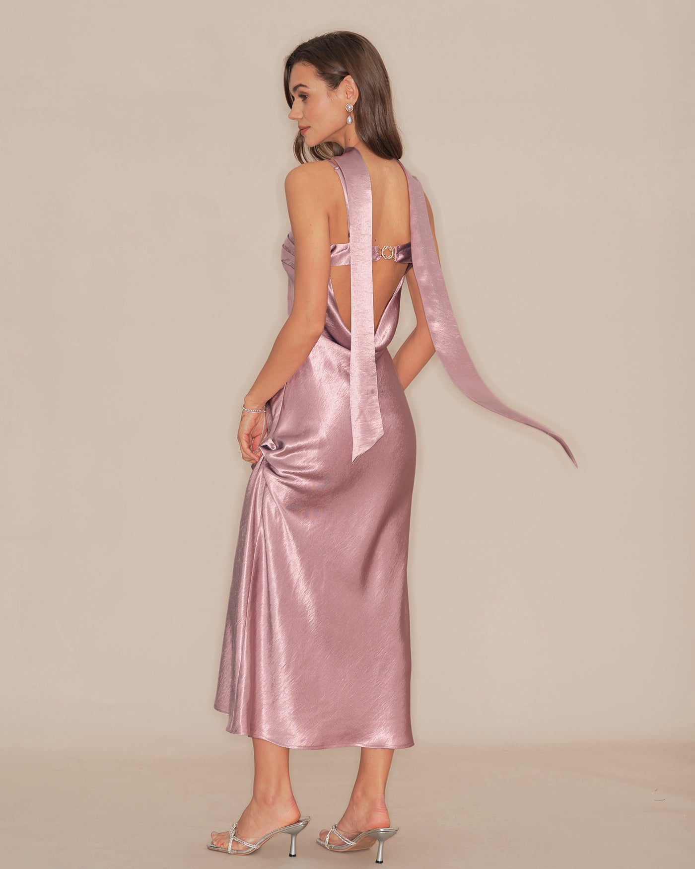 Pink Slip Mermaid Satin Maxi Dress | Rihoas