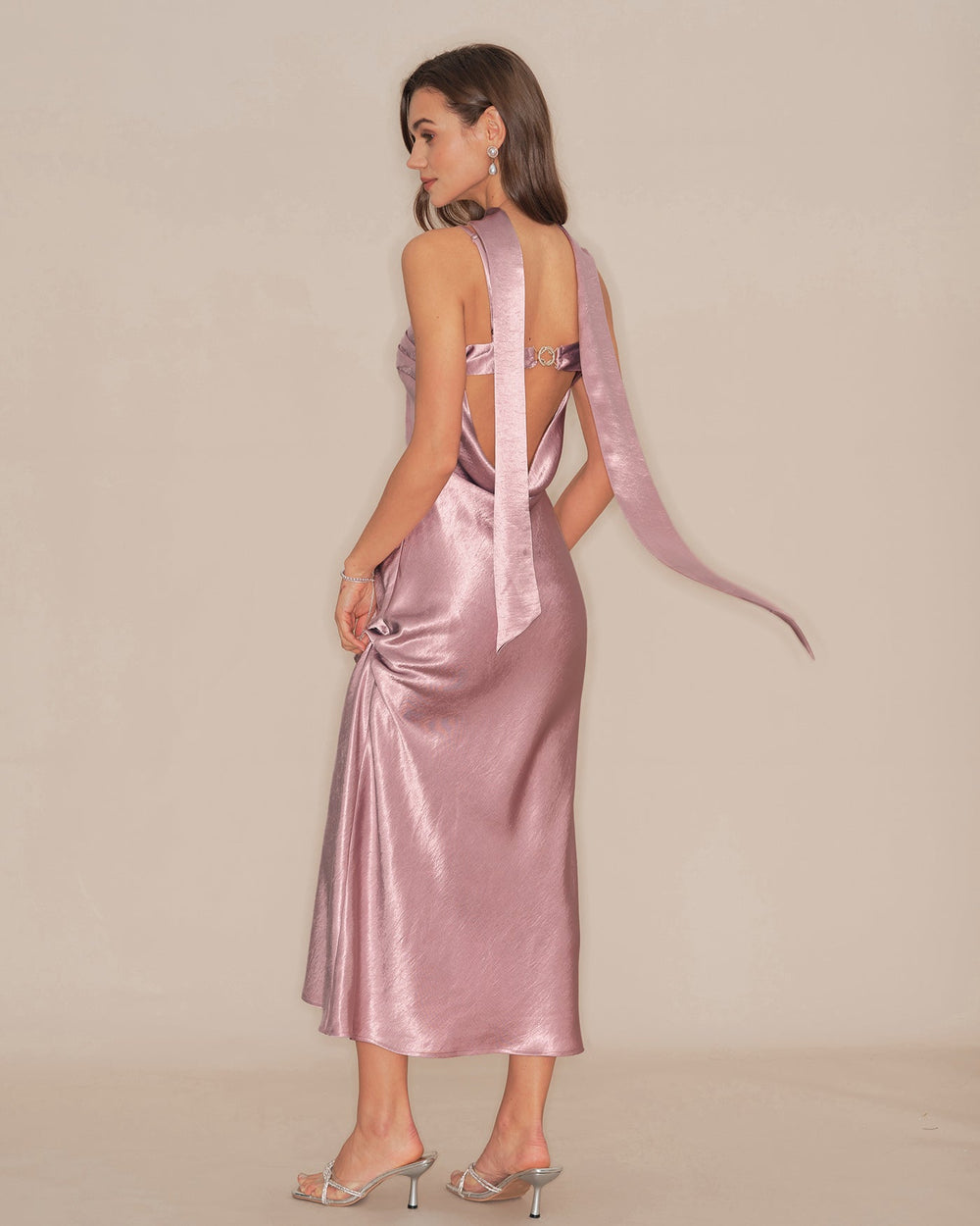 Pink Slip Mermaid Satin Maxi Dress | Rihoas