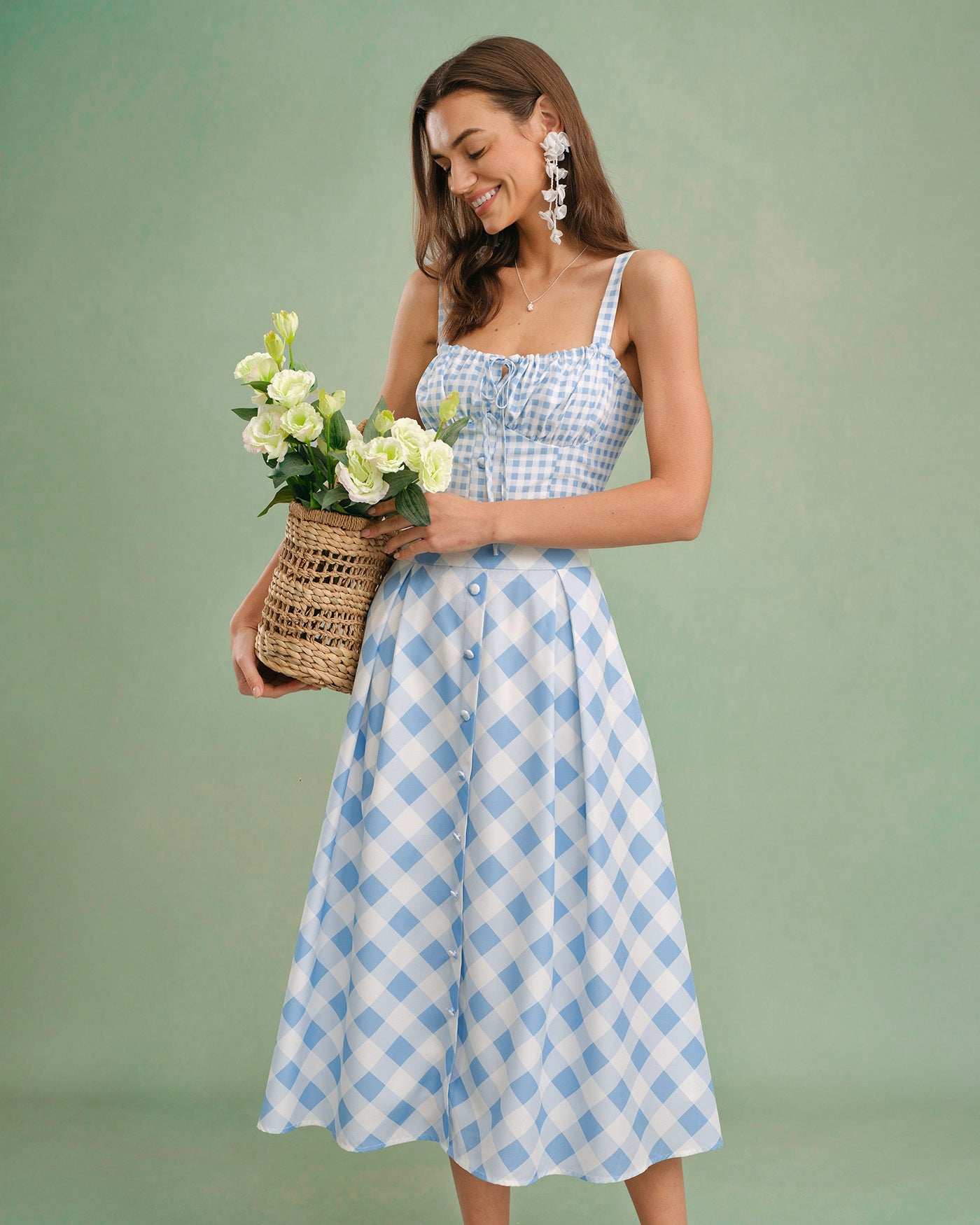 Blue X Cross Tie Plaid Cami Top | Rihoas