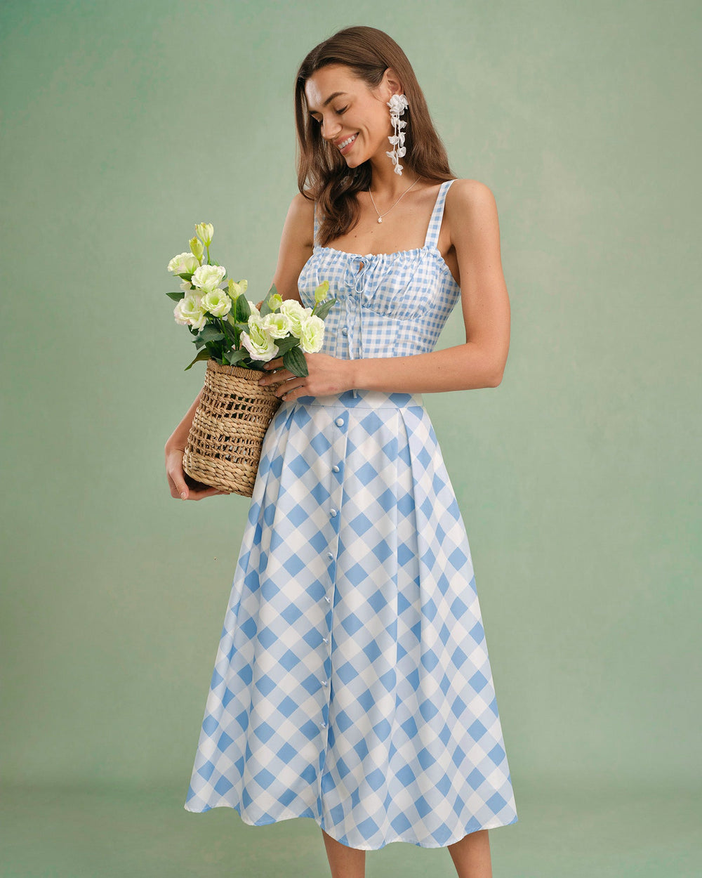 Blue X Cross Tie Plaid Cami Top | Rihoas
