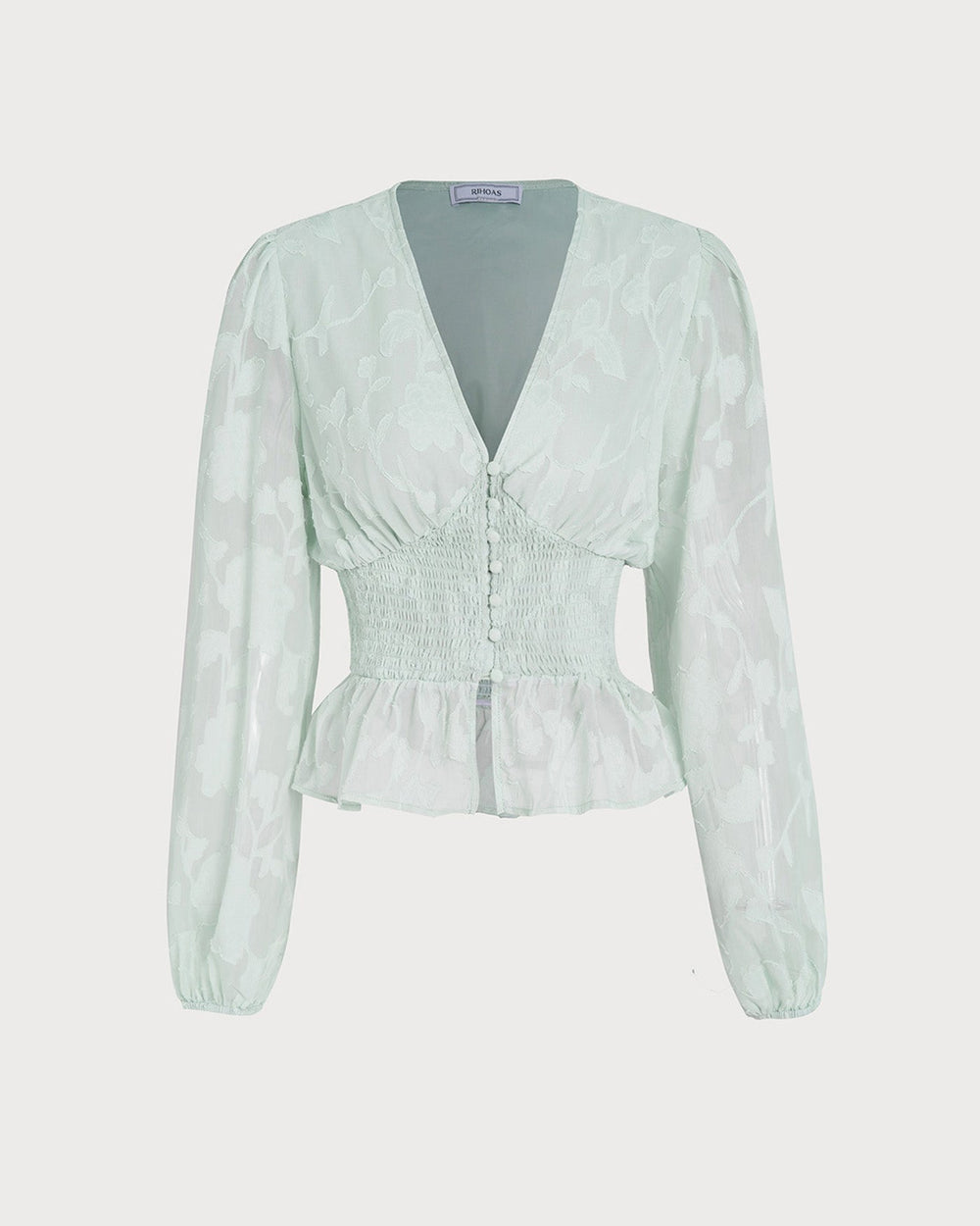 Green V Neck Floral Shirt | Rihoas