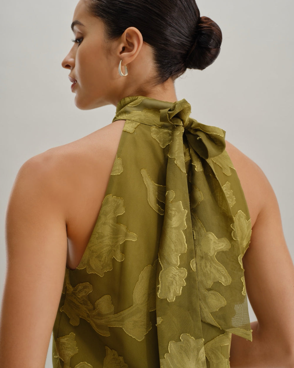 Green Floral Turtle Neck Tank Top | Rihoas