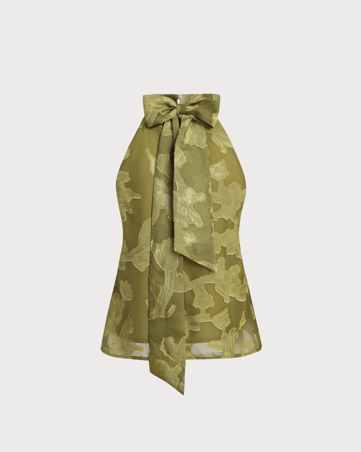 Green Floral Turtle Neck Tank Top | Rihoas