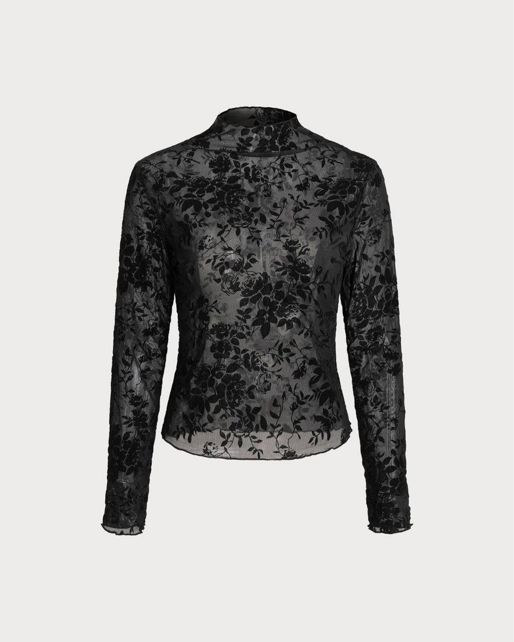 Black Floral See-through Tee | Rihoas