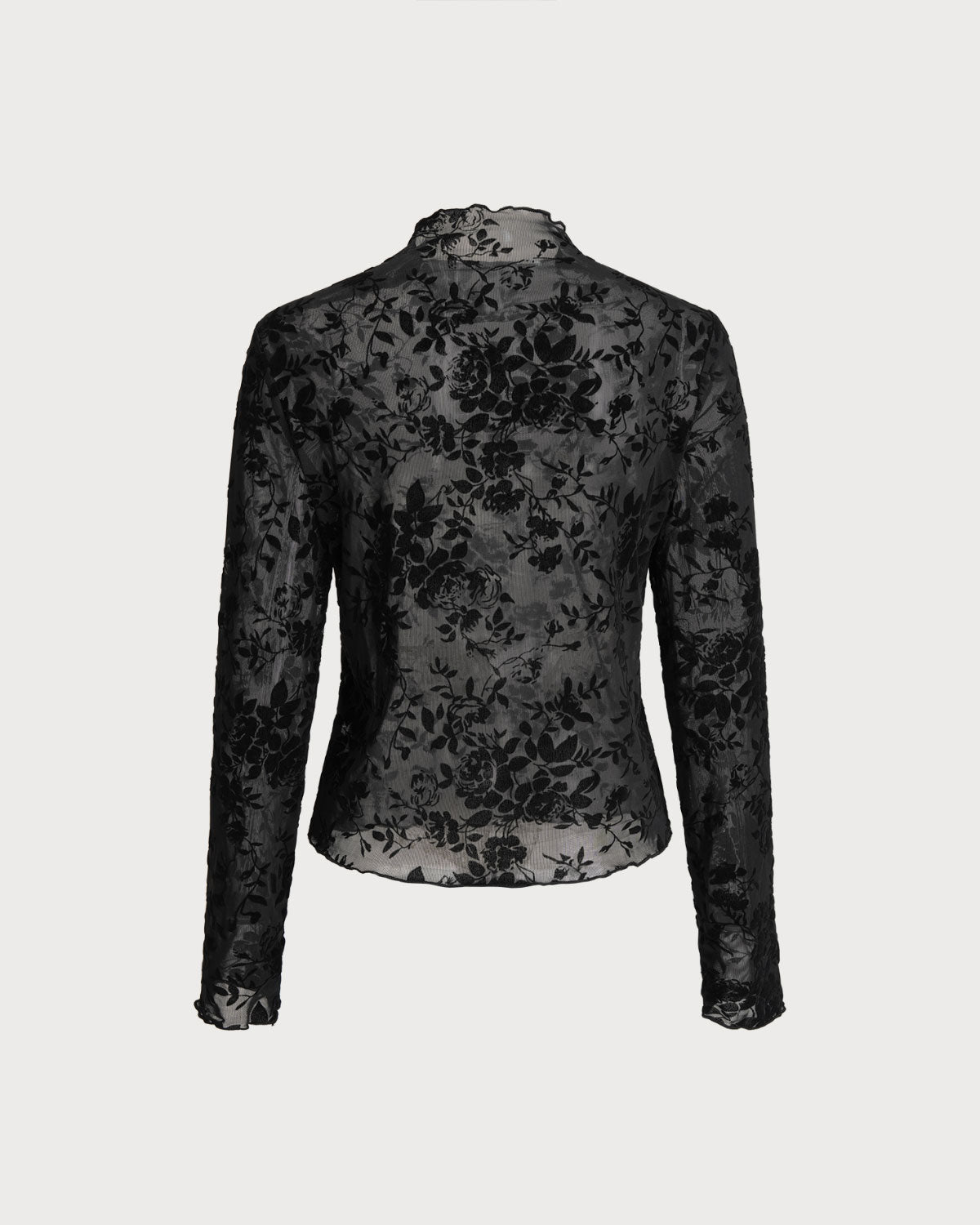 Black Floral See-through Tee | Rihoas