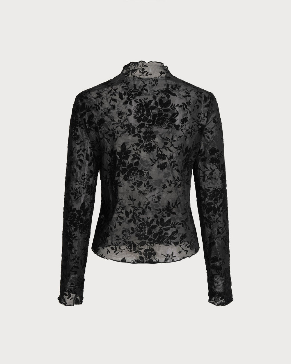 Black Floral See-through Tee | Rihoas