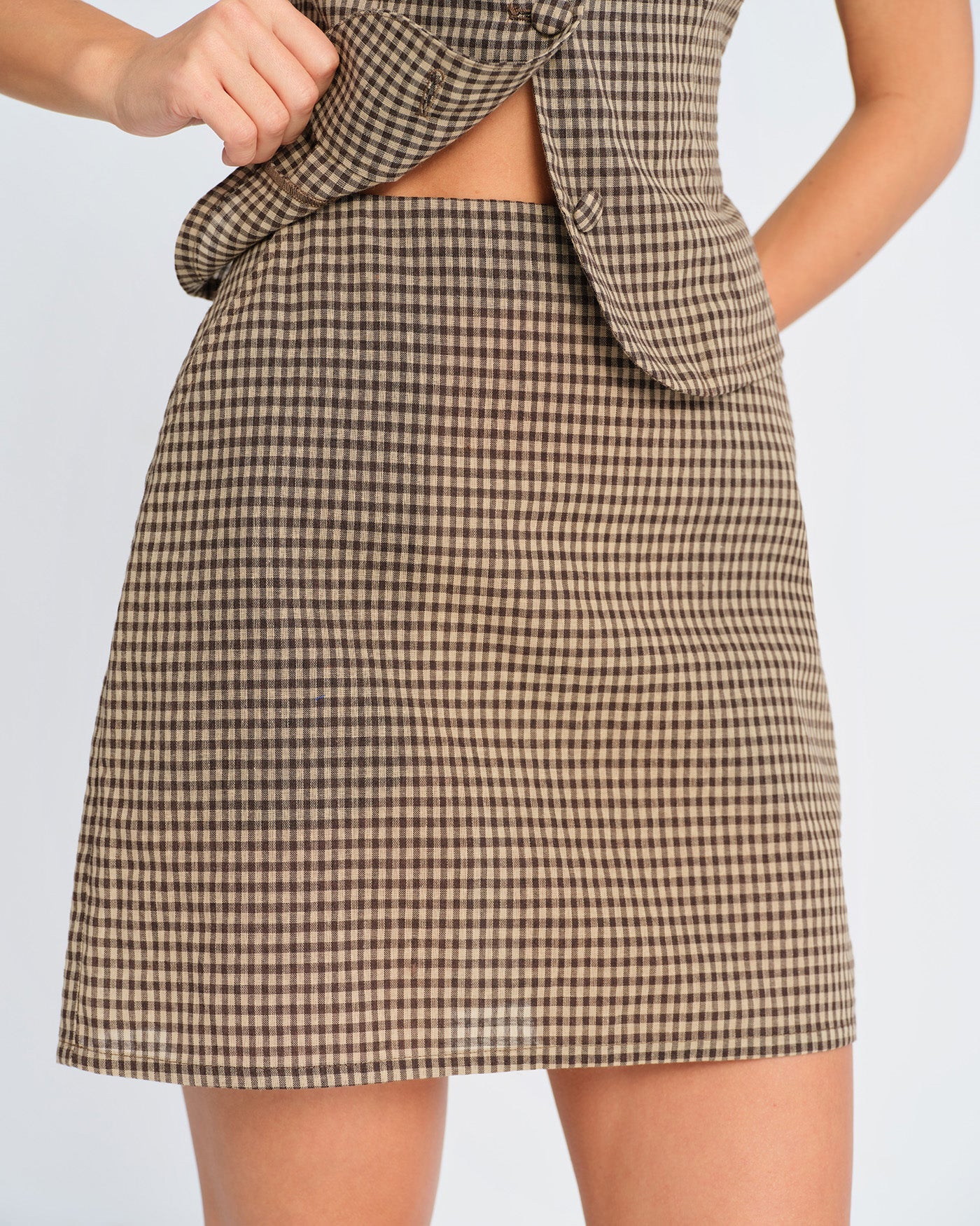 Brown Plaid Mini Skirt | Rihoas