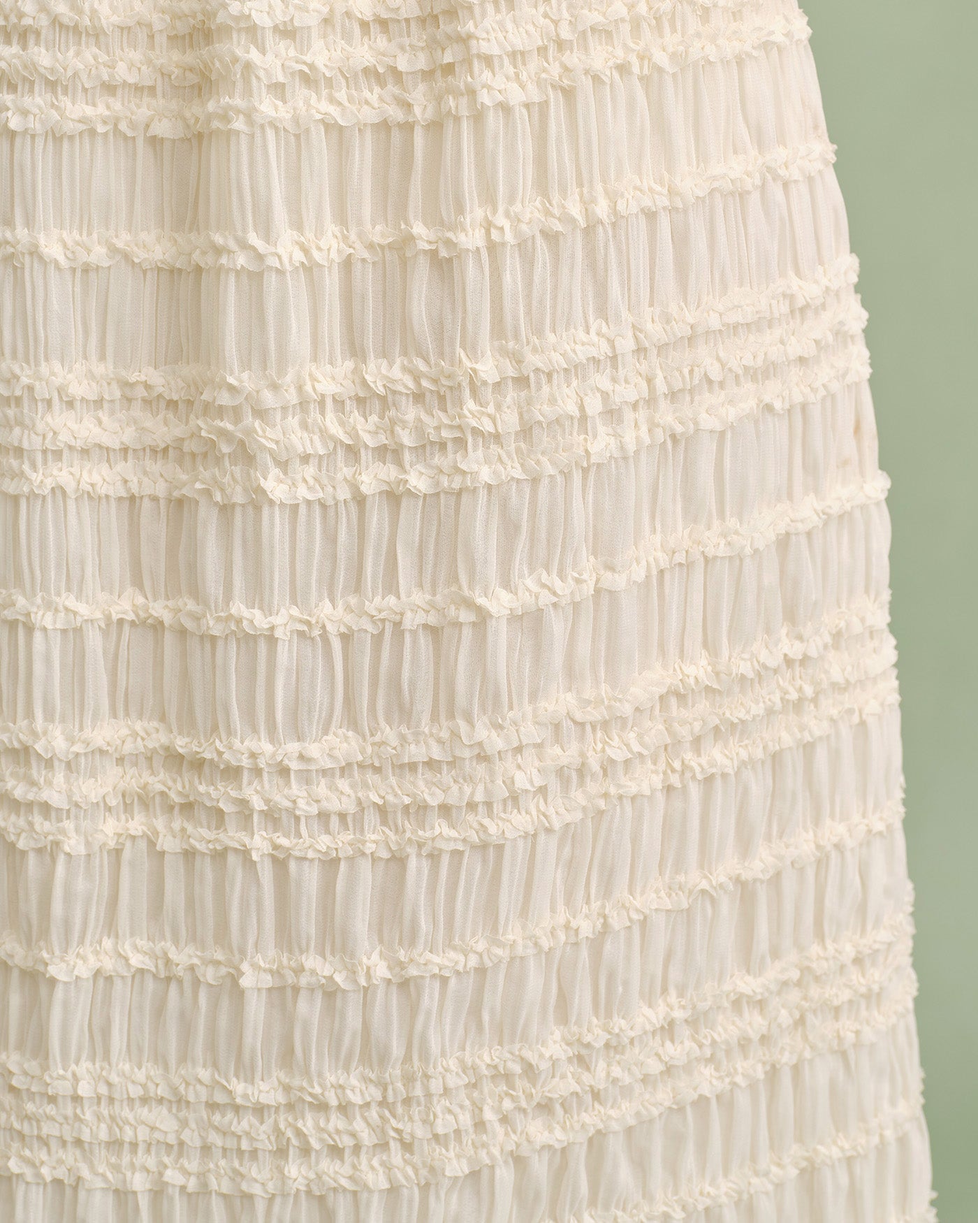 Apricot Elastic Waist Shirred Midi Skirt | Rihoas