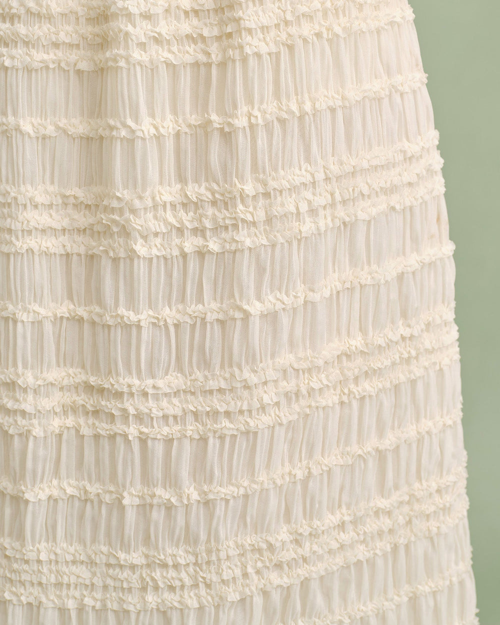 Apricot Elastic Waist Shirred Midi Skirt | Rihoas