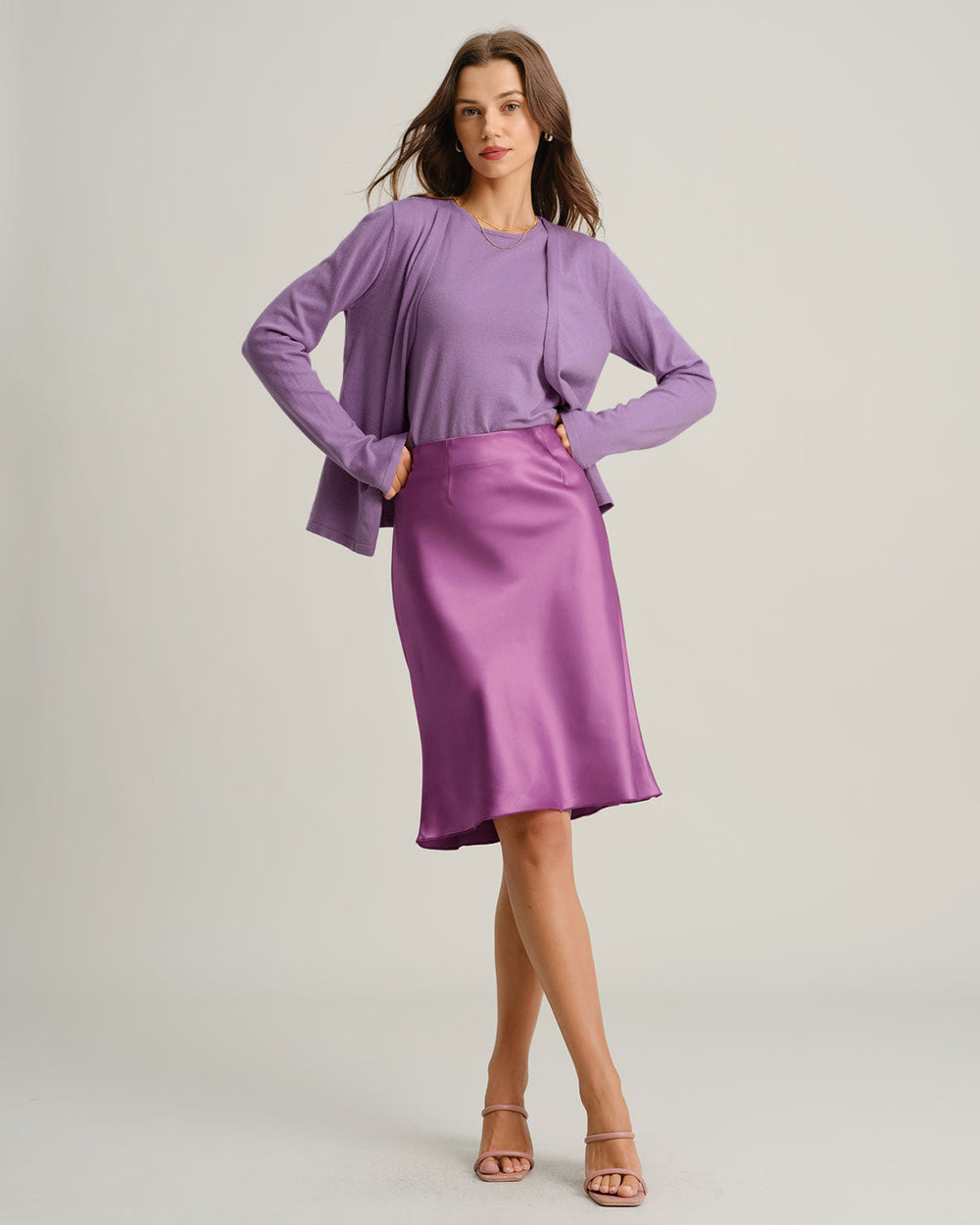 Purple Ribbed Knit Cardigan | Rihoas