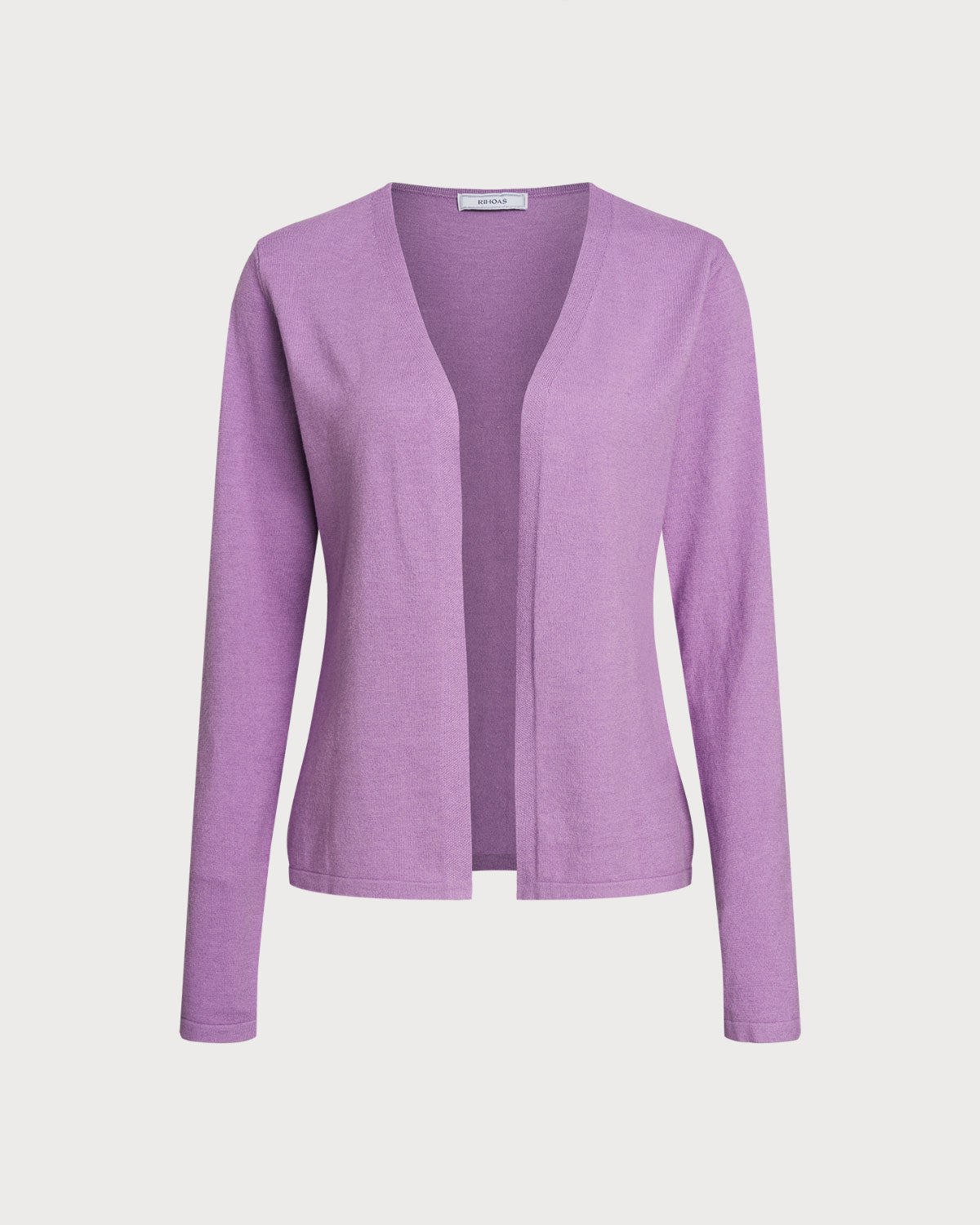Purple Ribbed Knit Cardigan | Rihoas