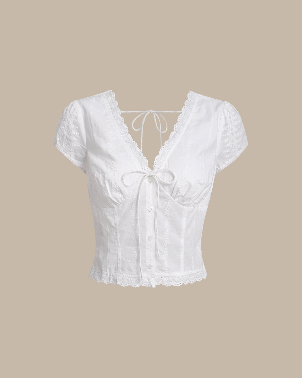 White Textured Cap Sleeve Blouse | Rihoas