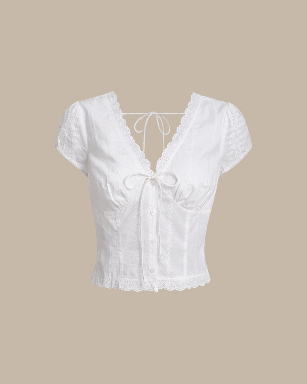 White Textured Cap Sleeve Blouse | Rihoas