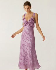Purple Jacquard Slip Maxi Dress | Rihoas