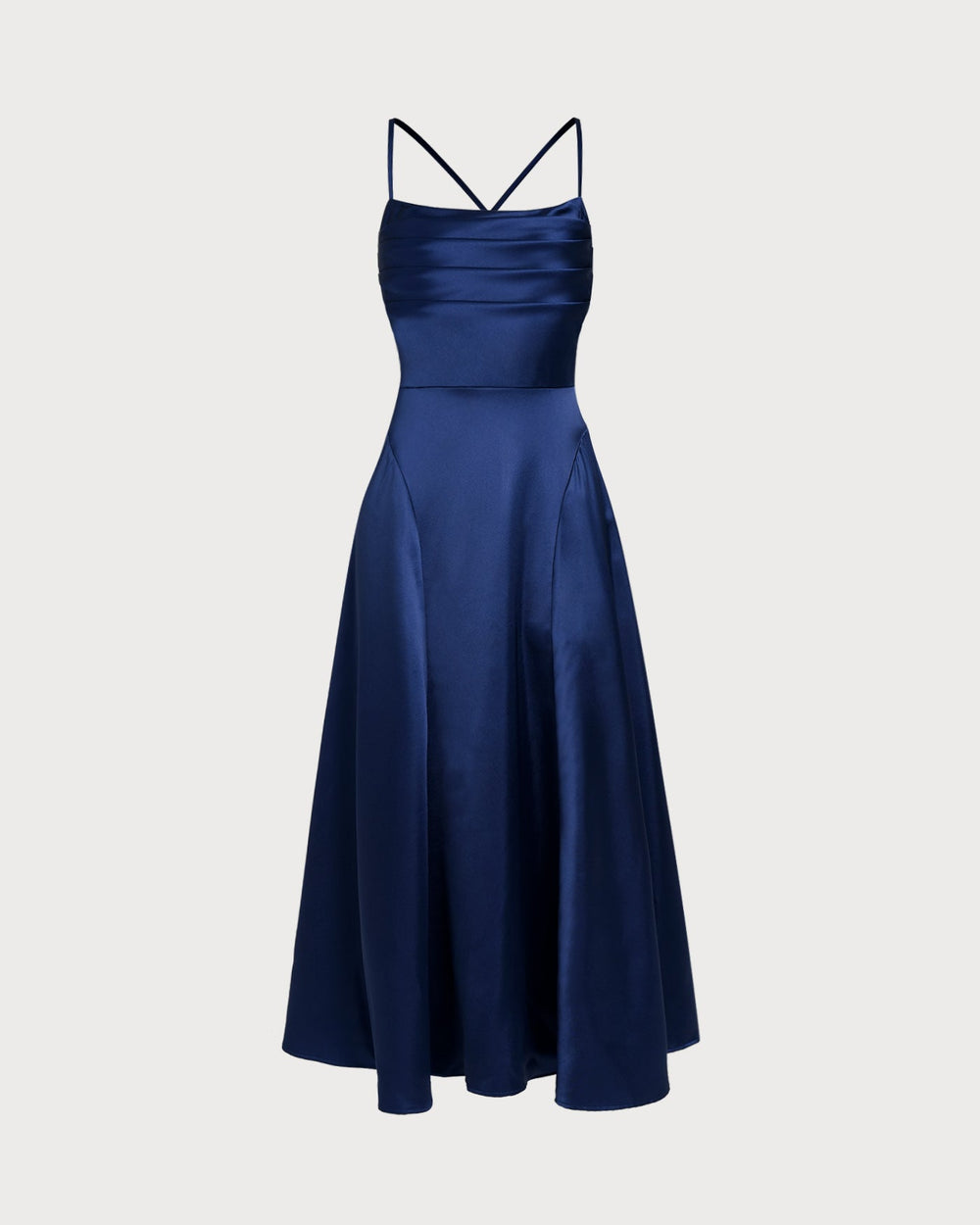 Navy Satin Slip Maxi Dress | Rihoas