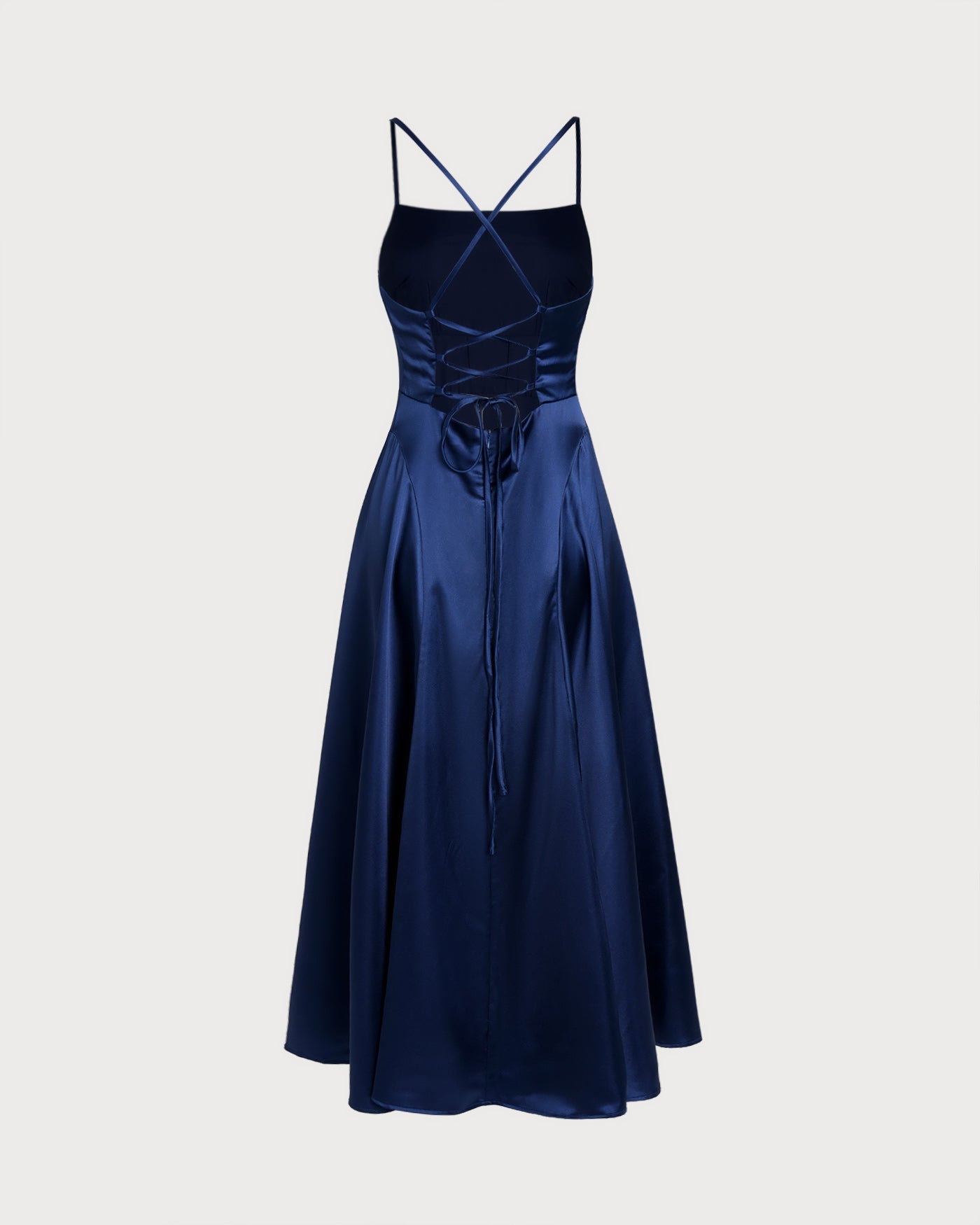Navy Satin Slip Maxi Dress | Rihoas