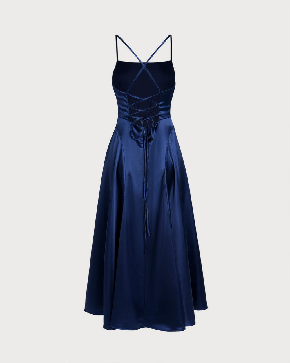 Navy Satin Slip Maxi Dress | Rihoas