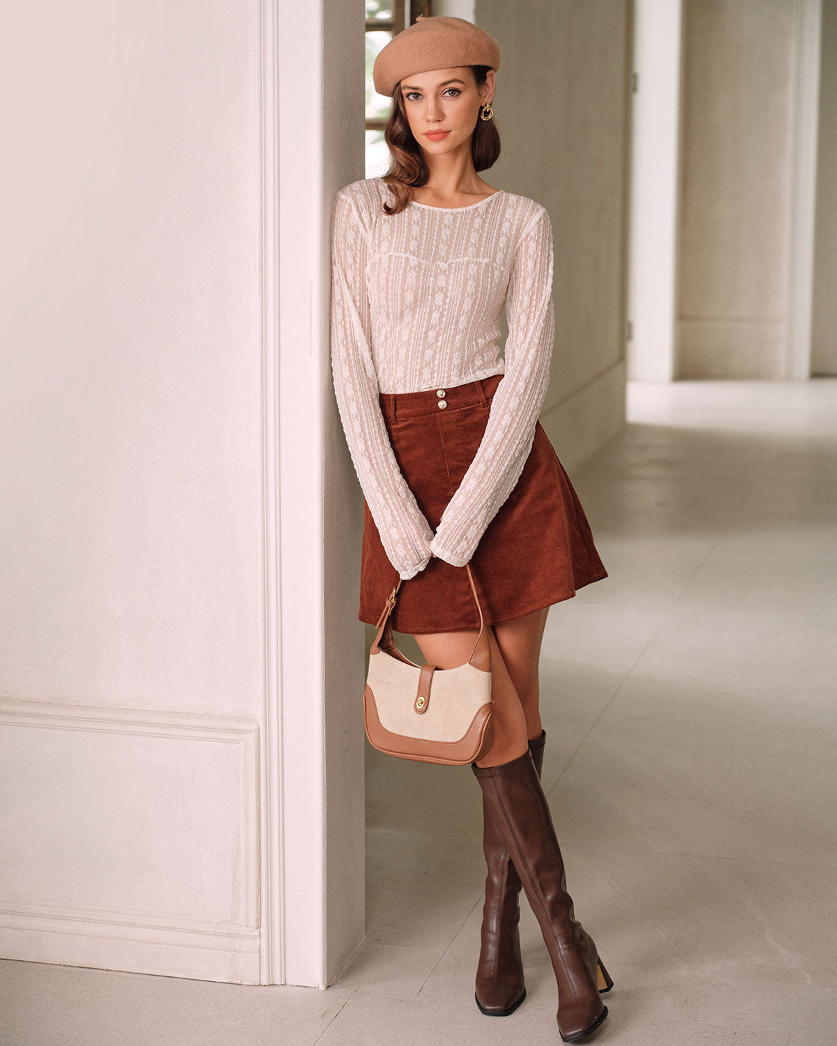 Apricot Textured See Through Tee | Rihoas