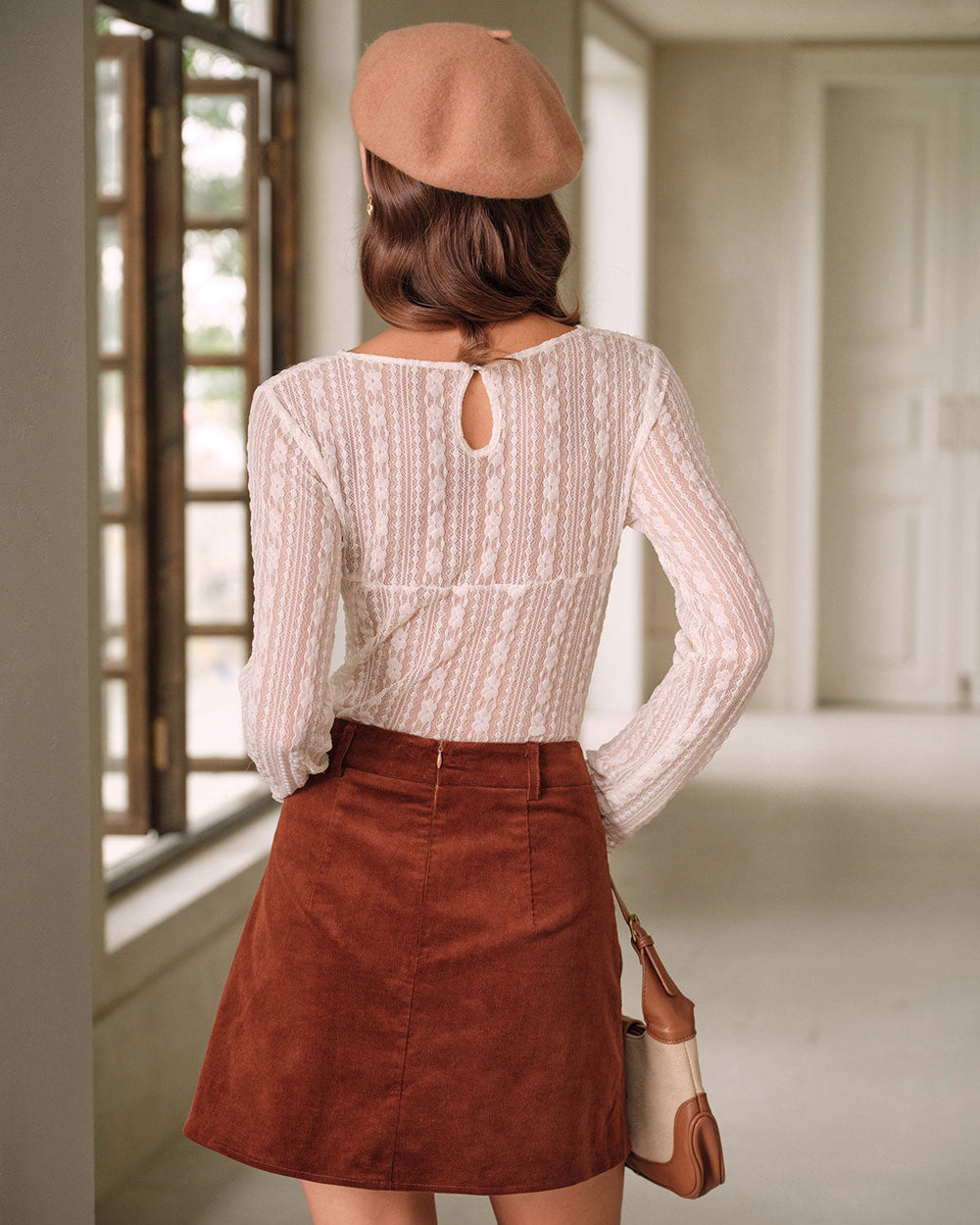 Apricot Textured See Through Tee | Rihoas