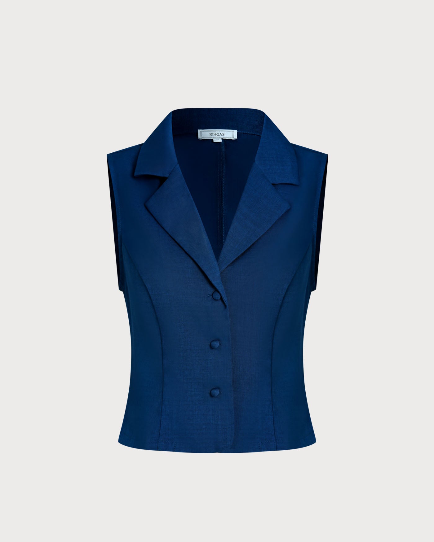 Blue Single Breasted Collar Vest | Rihoas