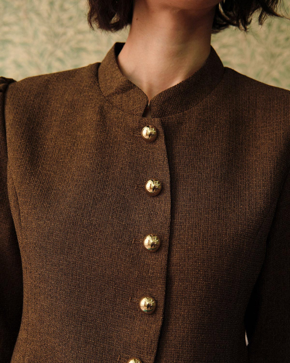 The Solid Retro Single-breasted Tweed Jacket | Rihoas