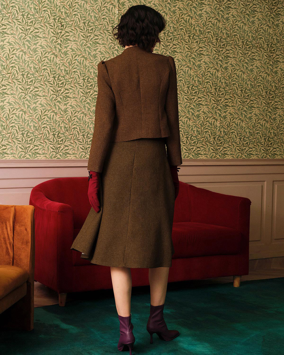 The Solid Retro Single-breasted Tweed Jacket | Rihoas