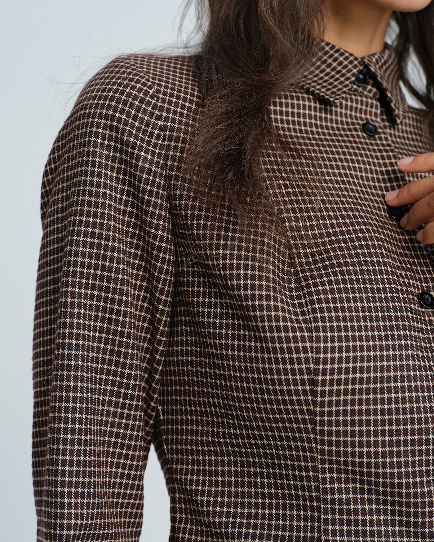 Coffee Button Plaid Shirt | Rihoas