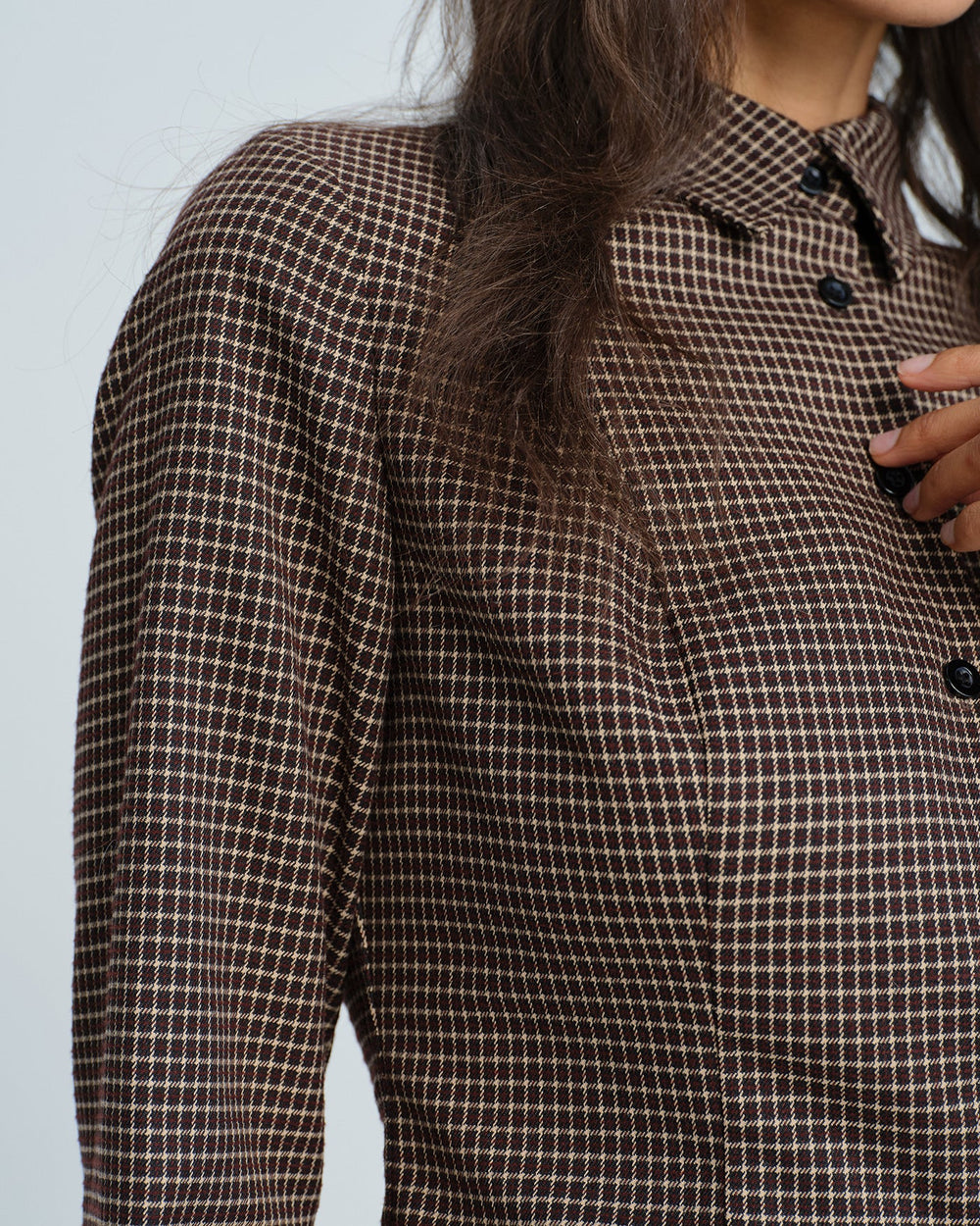 Coffee Button Plaid Shirt | Rihoas
