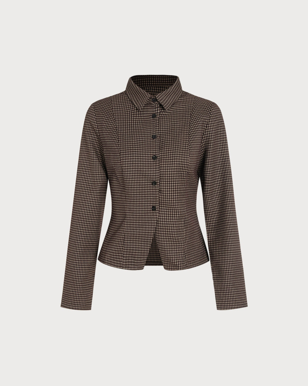 Coffee Button Plaid Shirt | Rihoas