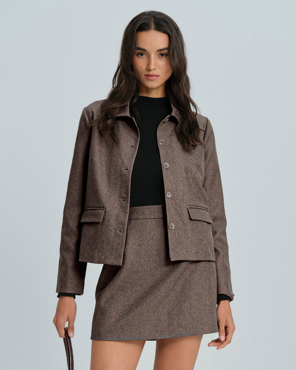Brown Single Breasted Solid Jacket | Rihoas