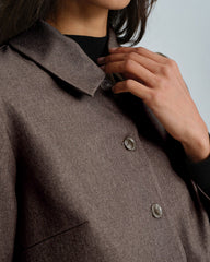 Brown Single Breasted Solid Jacket | Rihoas