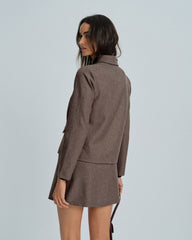 Brown Single Breasted Solid Jacket | Rihoas