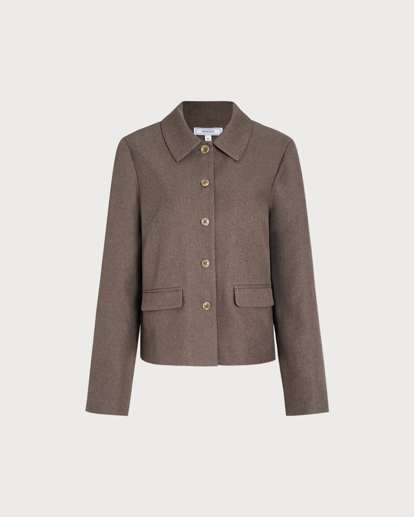 Brown Single Breasted Solid Jacket | Rihoas