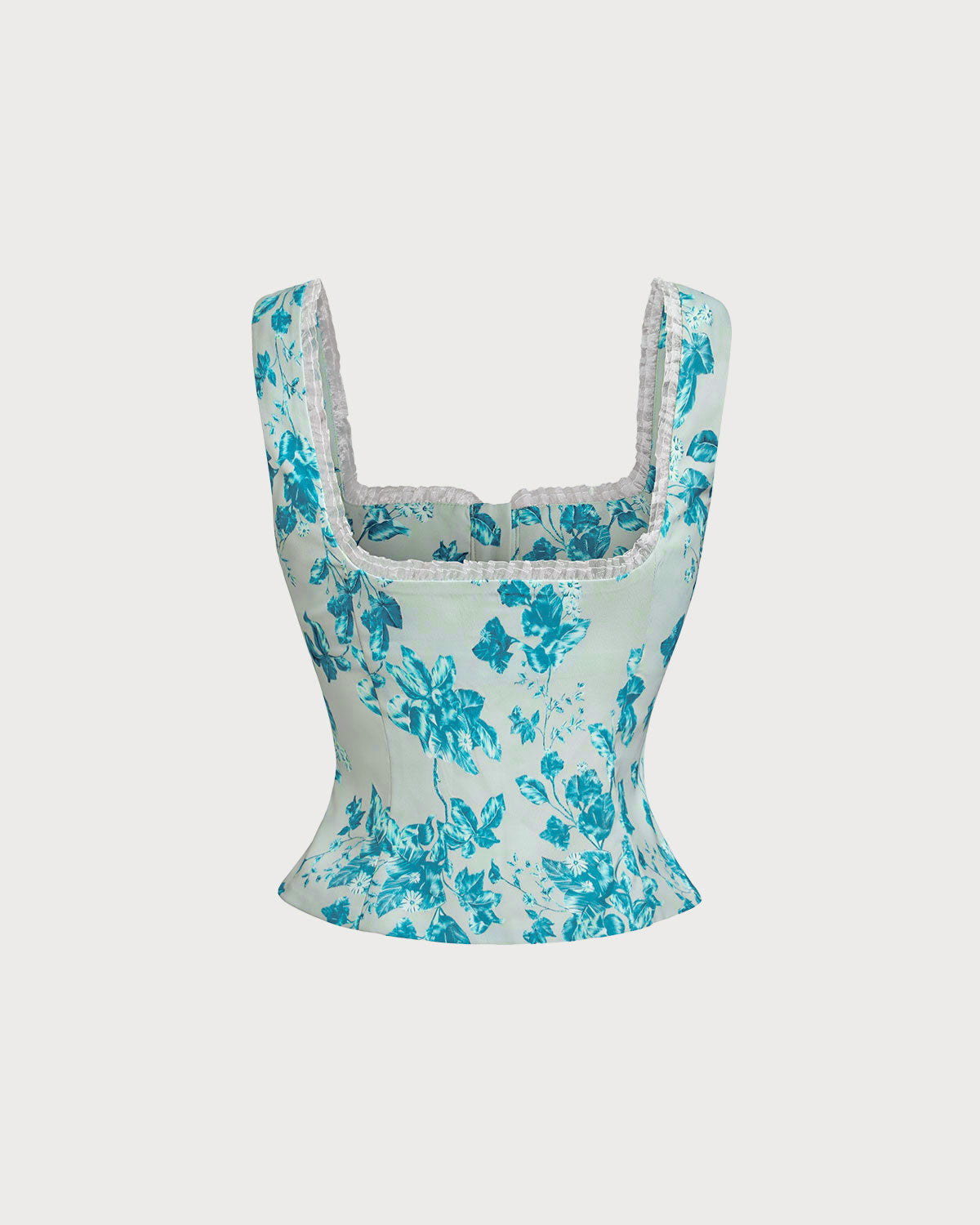 Blue Floral Square Tank Top | Rihoas