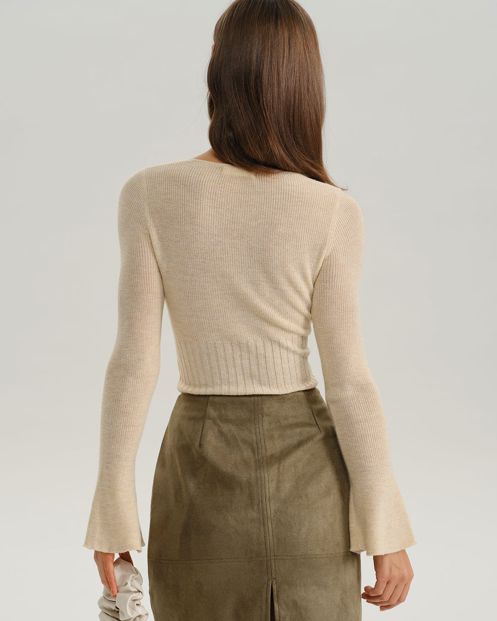 Apricot Bell Sleeve Knit Tee | Rihoas