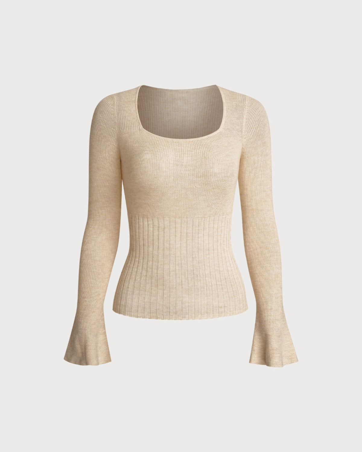 Apricot Bell Sleeve Knit Tee | Rihoas