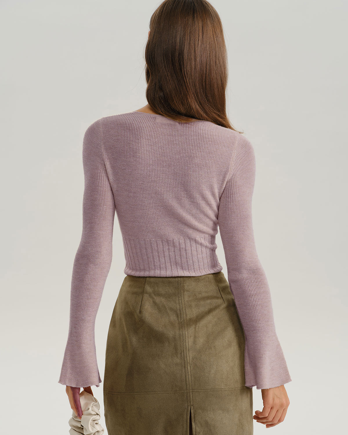 Purple Bell Sleeve Casual Knit Tee | Rihoas