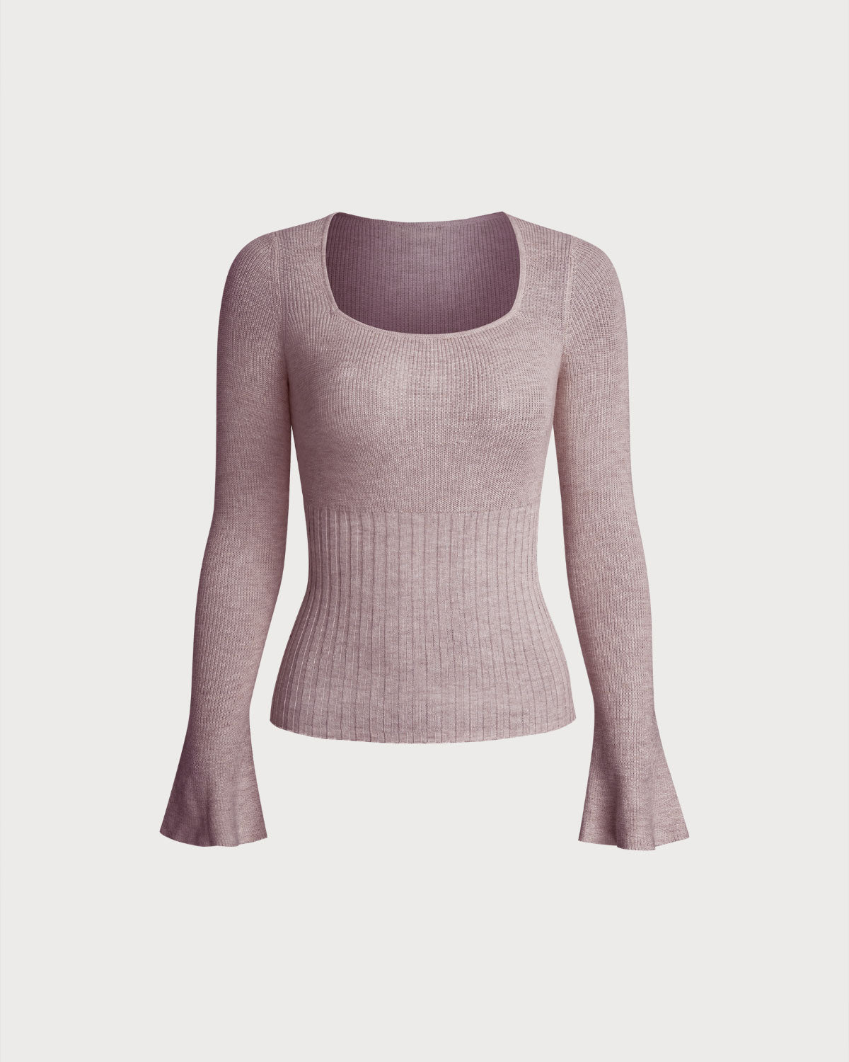 Purple Bell Sleeve Casual Knit Tee | Rihoas
