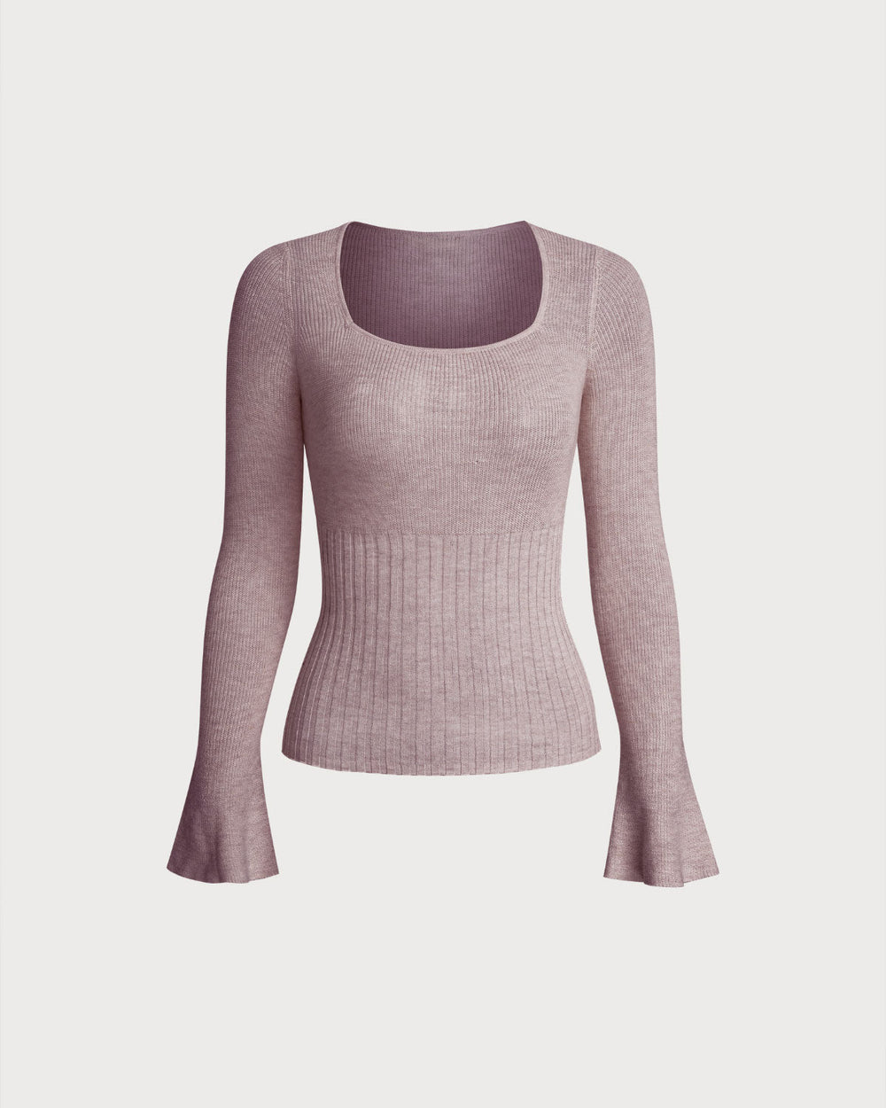 Purple Bell Sleeve Casual Knit Tee | Rihoas