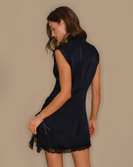 Blue Turtle Lace Tunic Mini Dress | Rihoas