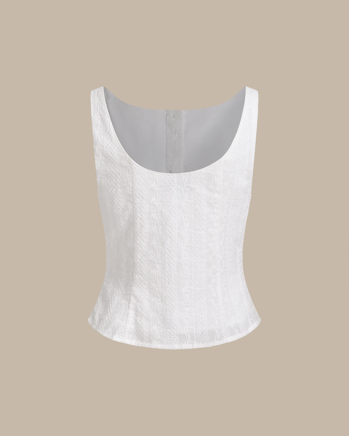 White Textured Boat Neck Button Vest | Rihoas