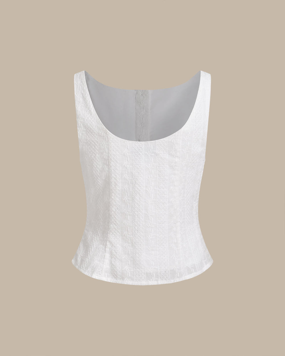White Textured Boat Neck Button Vest | Rihoas