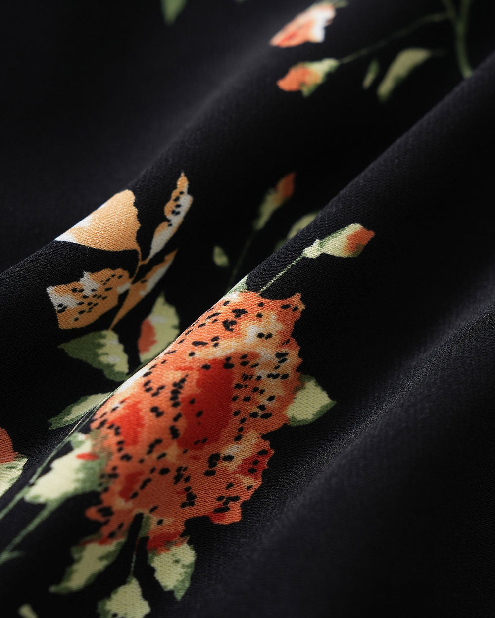 Black V Neck Floral Blouse | Rihoas