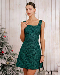 Green Textured Sleeveless Mini Dress | Rihoas