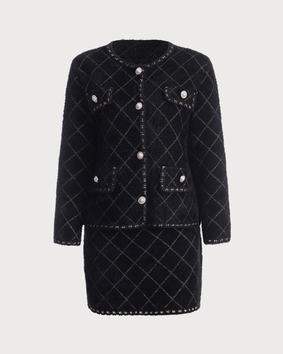 The Argyle Cardigan And Mini Skirt Set | Rihoas