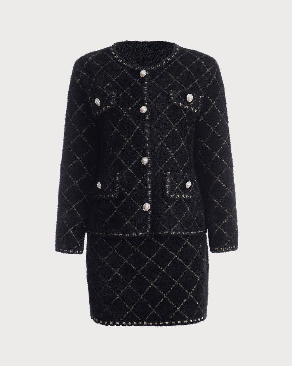 The Argyle Cardigan And Mini Skirt Set | Rihoas