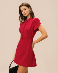 Red Petal Sleeve Mini Dress | Rihoas